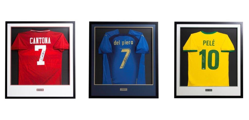 Custom framed soccer jersey on display in Richmond, BC – framing a jersey near me