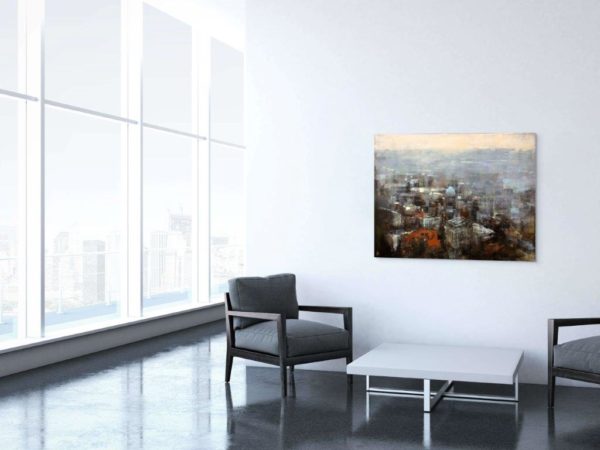 foggy cityscape painting