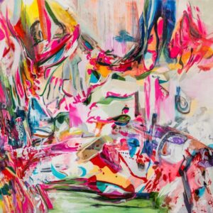 Chrissy Cheung artwork – Symphony 58x74 abstract acrylic painting Symphony abstract expressionist painting by Chrissy Cheung – art rental
