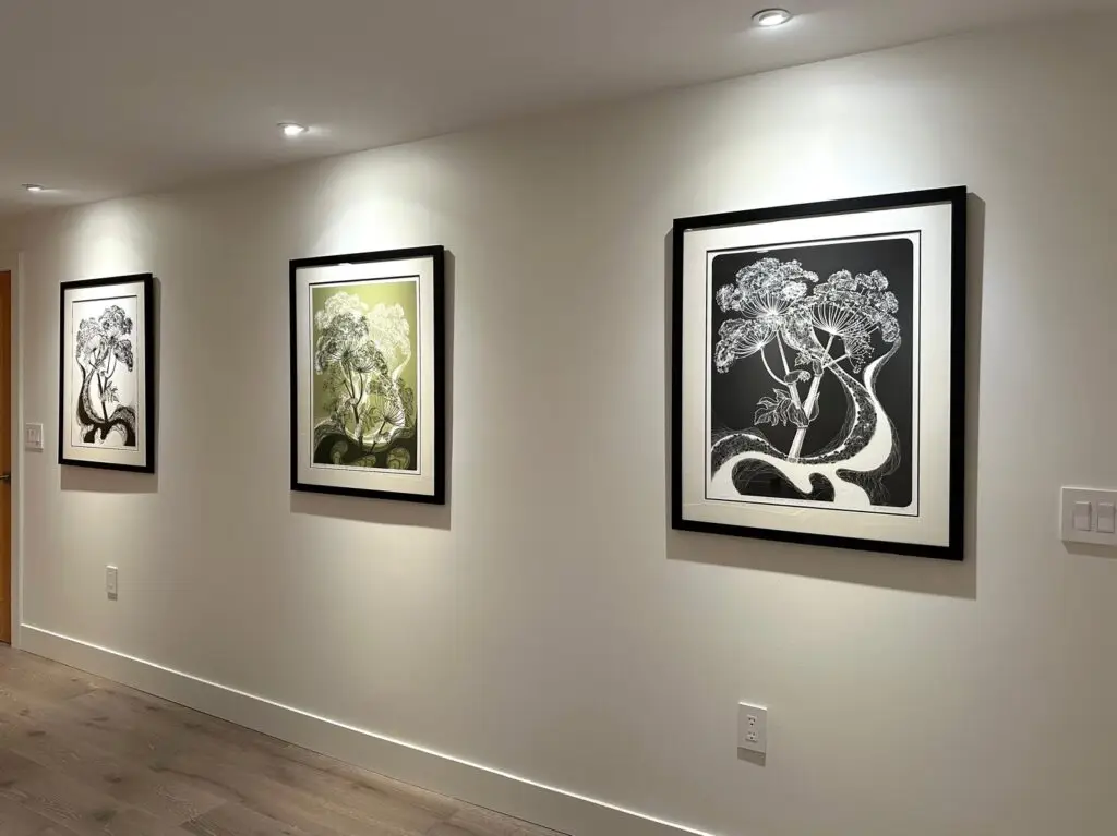 Framed artworks delivered and installed on location in Vancouver by Capulet Art & Framing